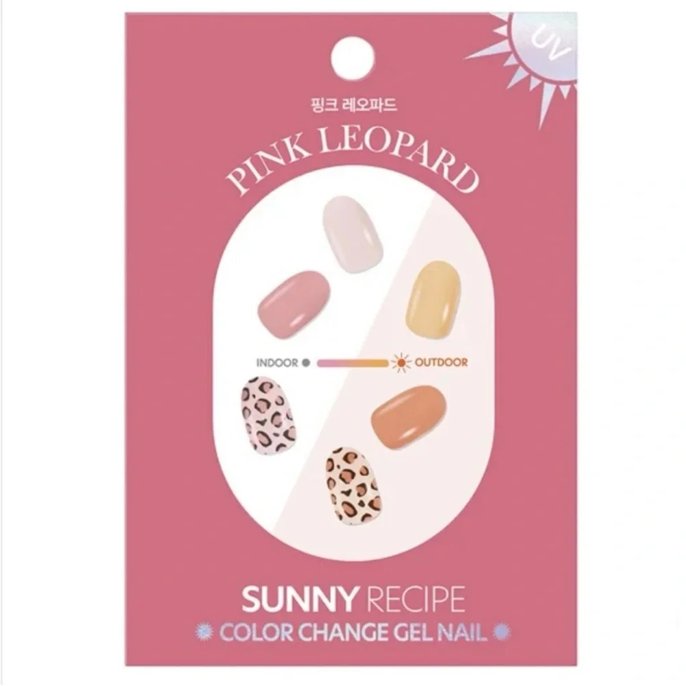 La Rarita Sunny Recipe Color Change Gel Nail Set 2 Pack Pink Leopard
